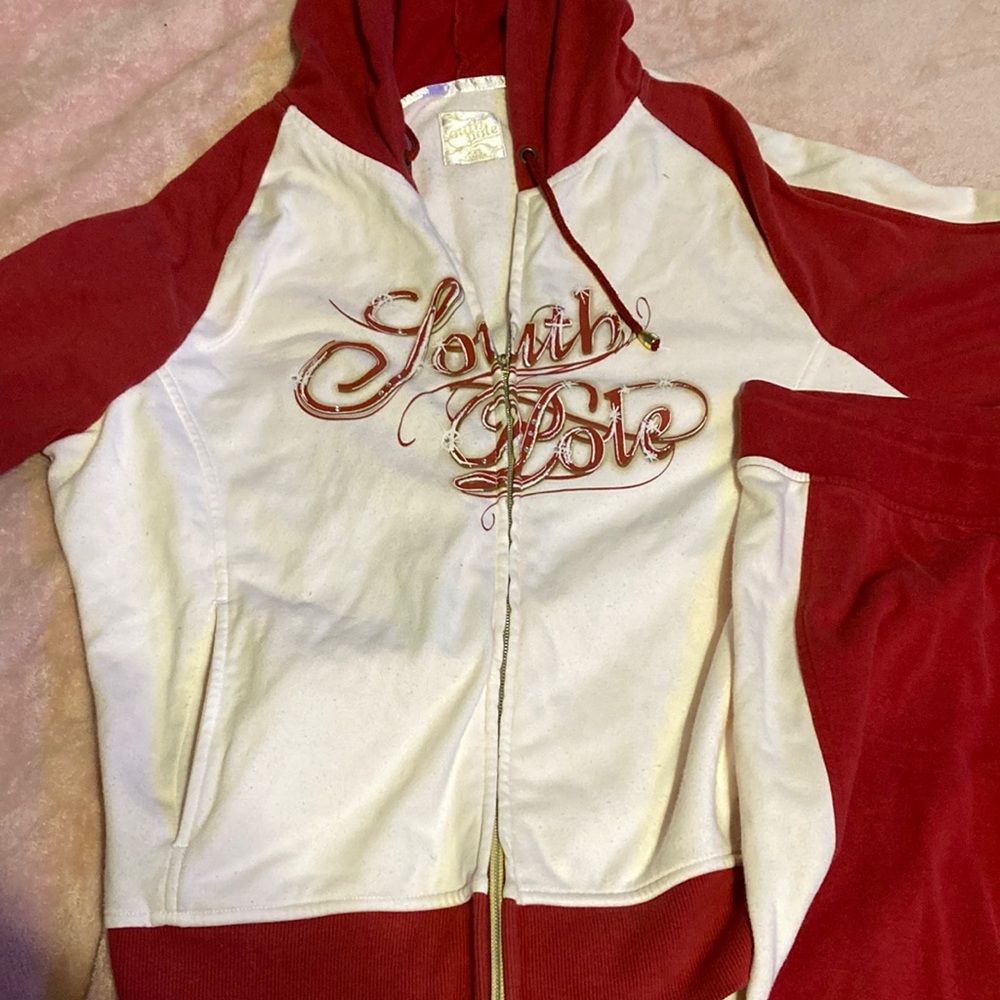 Red and white South Pole outfit xl